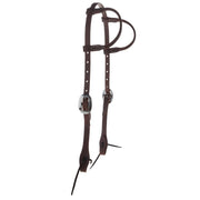 Oiled Double Ear Headstall with Bit Ties