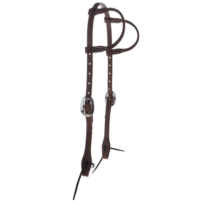 Oiled Double Ear Headstall with Bit Ties