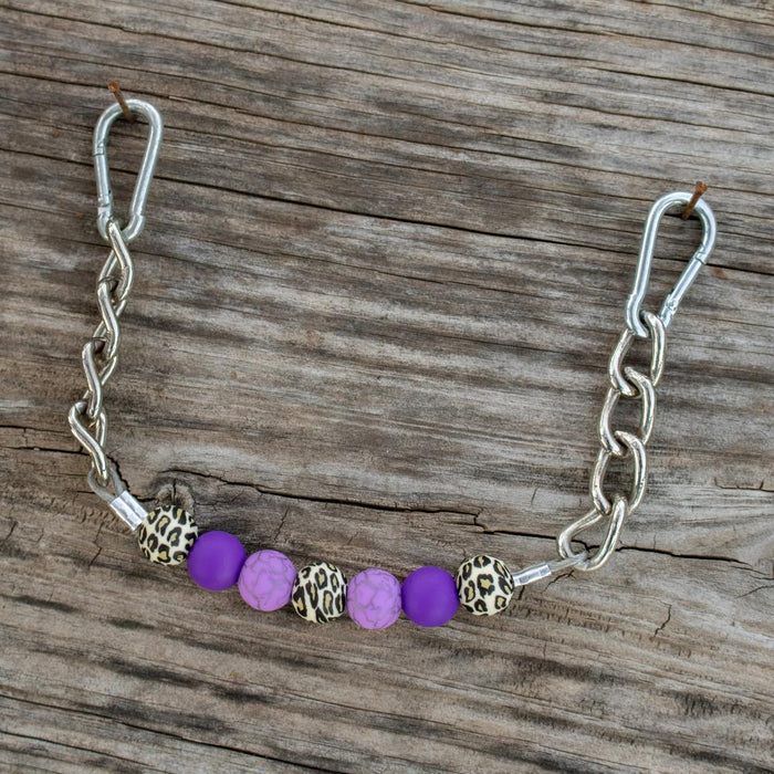 Purple Leopard Silicone Beaded Chain Gag Curb Strap