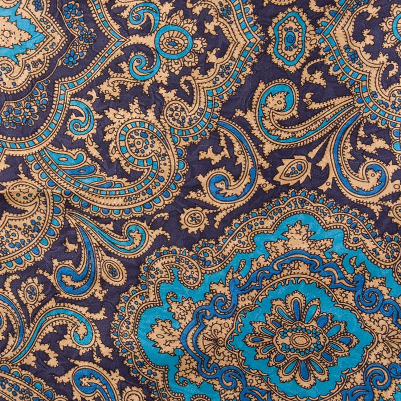 Paisley Silk Wild Rag Scarf - Blue/Gold