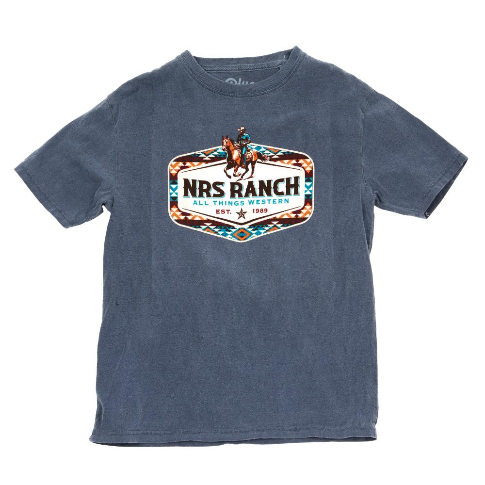 NRS NRS Ranch Horse With Rider Aztec Logo Youth Indigo Tee