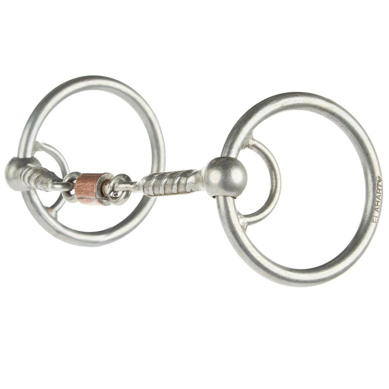 Rebar 3 Piece Roller Locked O Ring Snaffle Bit