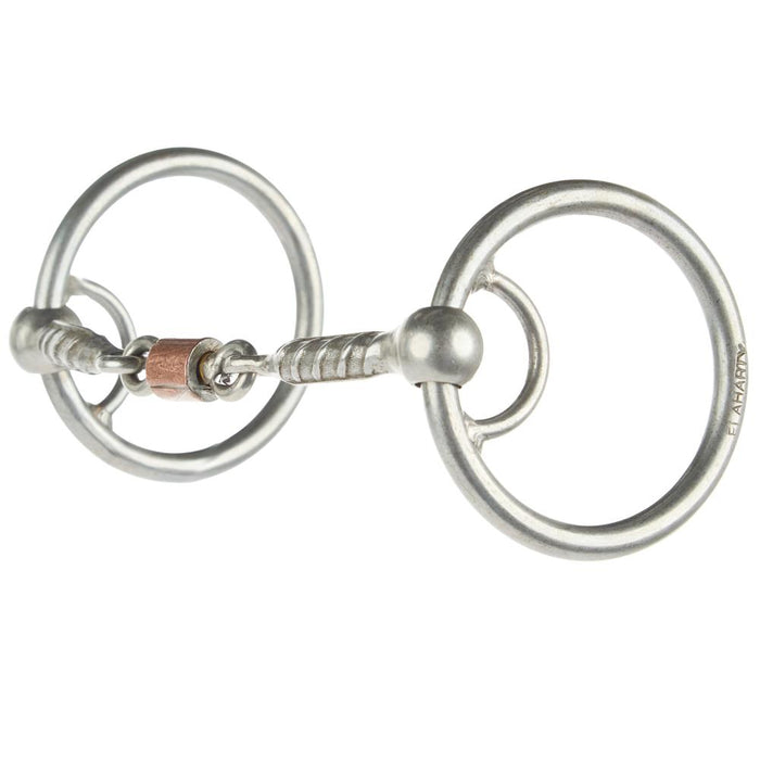 Rebar 3 Piece Roller Locked O Ring Snaffle Bit