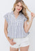 Womens Navy Stripe Button Up Shirt