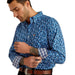 Mens Brighton Blue Floral Wrinkle Free Shirt