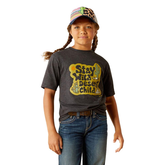Girls Charcoal Stay Wild Tee