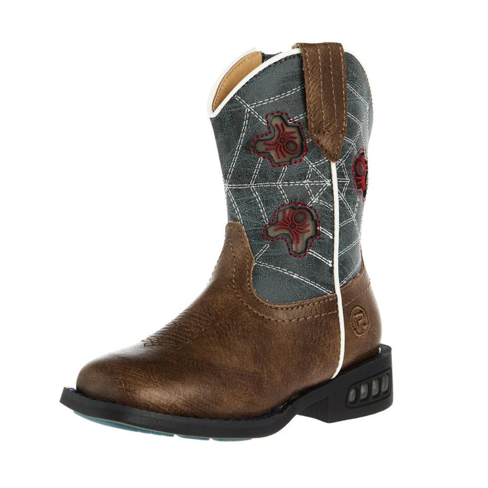 Toddler Spidie Tan and Blue Light Up Cowboy Boot