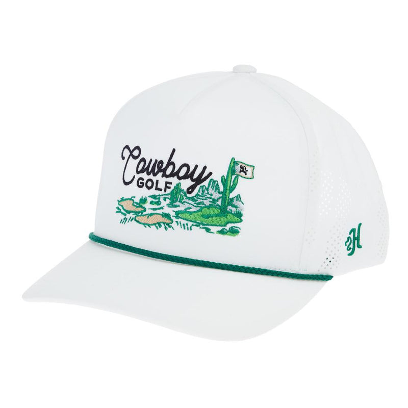 Mens White Cowboy Golf Rope Cap