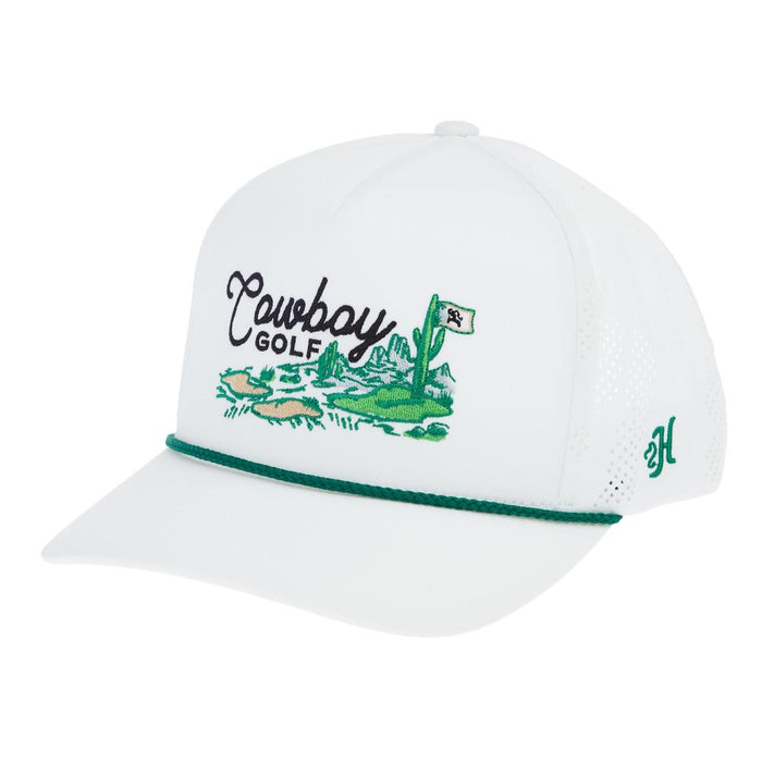Mens White Cowboy Golf Rope Cap