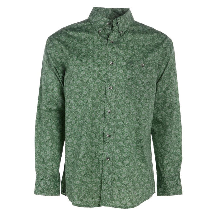 Mens Classic Green Paisley Long Sleeve Shirt