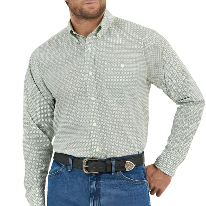 Mens Classic Green Print Long Sleeve Shirt