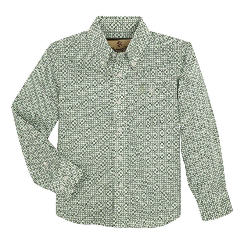 Boys Green Print Long Sleeve Shirt