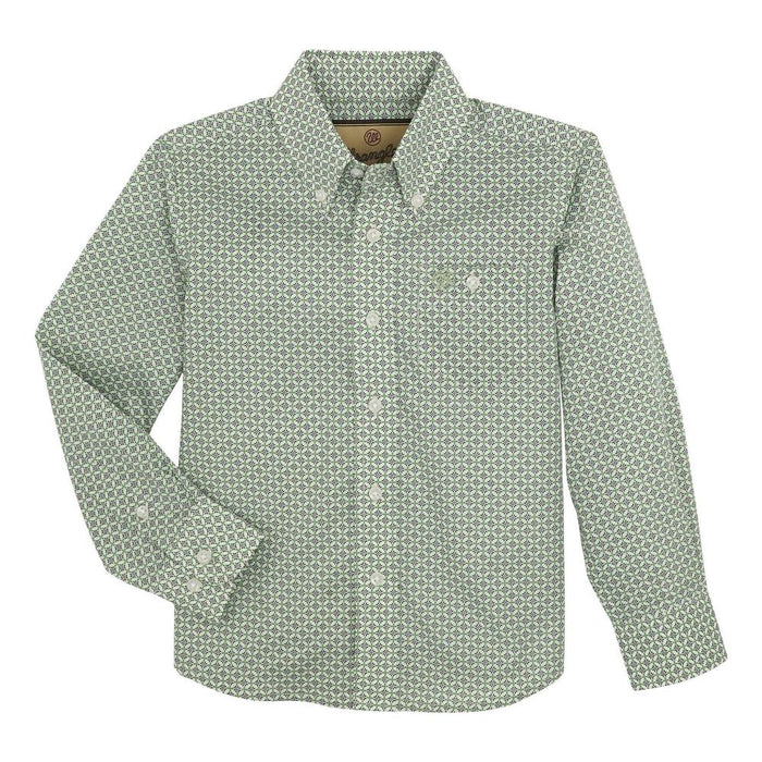 Boys Green Print Long Sleeve Shirt