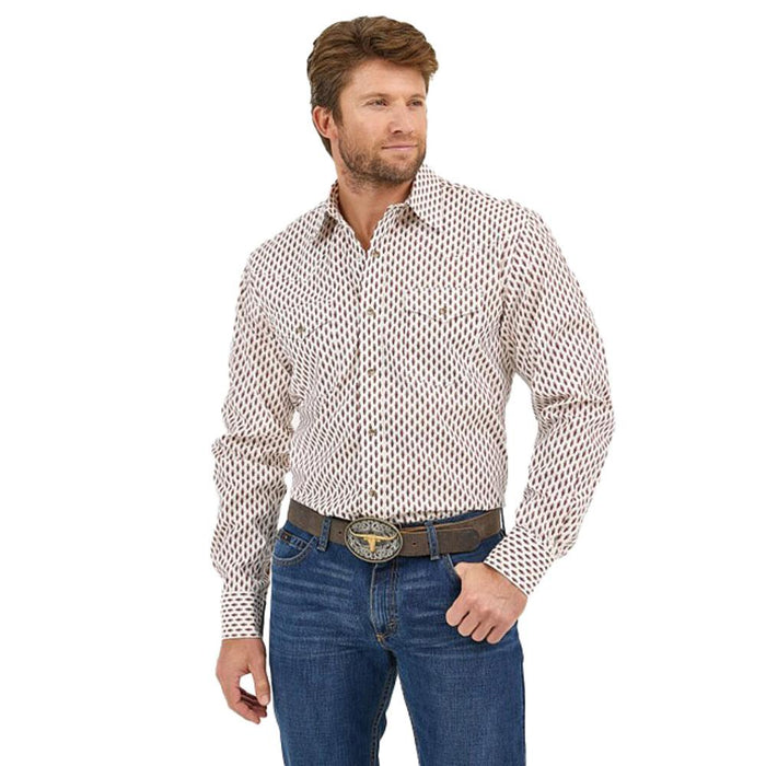 Mens 20x Comfort White/Brown Plaid Shirt