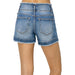 Womens Medium Wash Seam Detailed Shorts