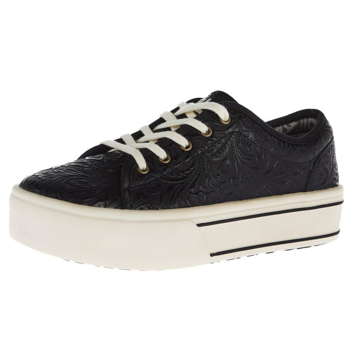 Women`s Skylar Black Floral Embossed Casual