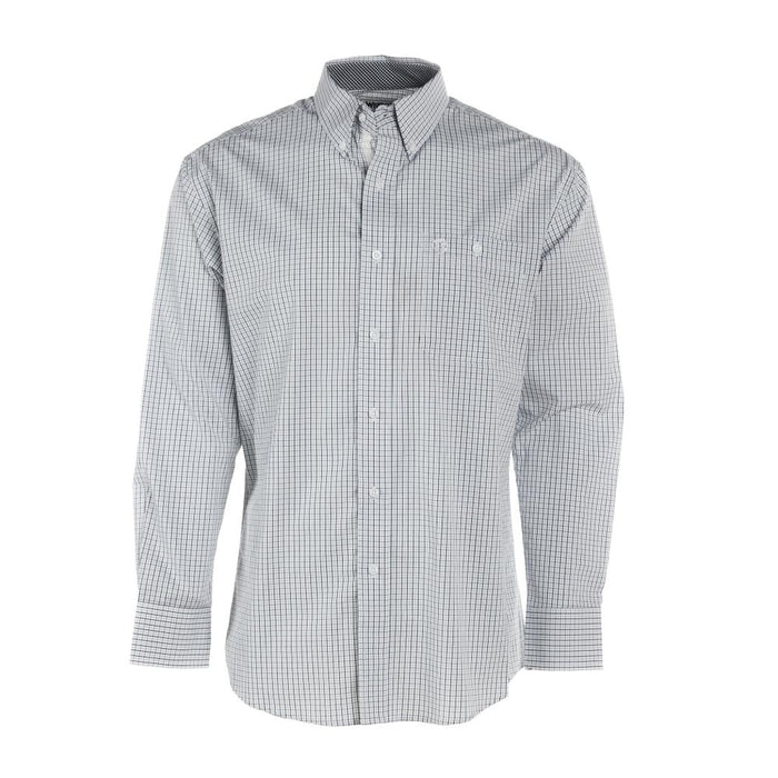 Wrangler Mens George Strait White Plaid Long Sleeve Shirt