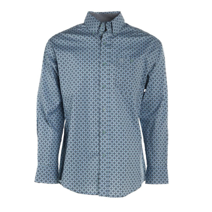 Mens George Strait Blue Print Long Sleeve Button Shirt