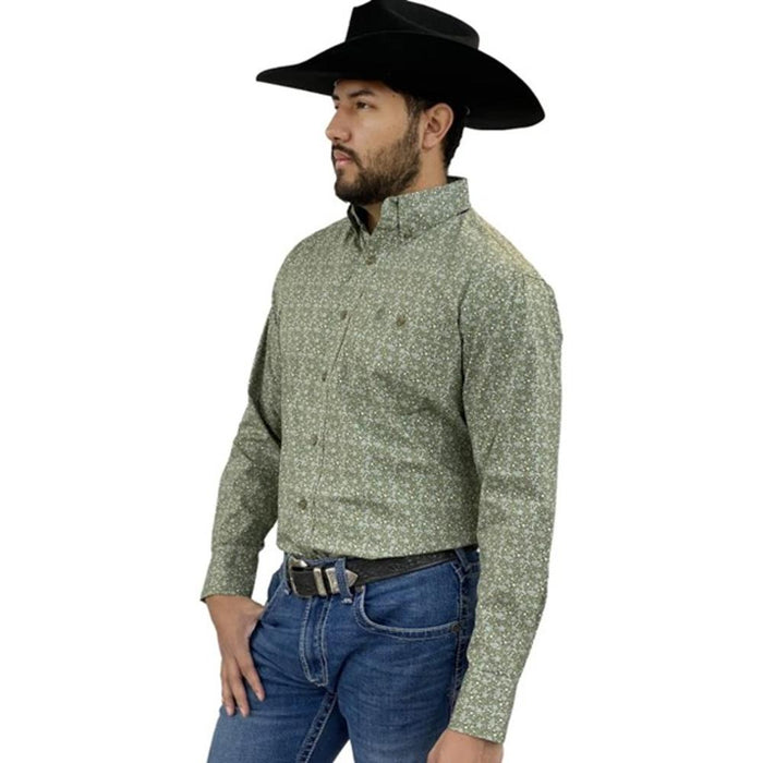 Wrangler Mens George Strait Green Floral Long Sleeve Shirt