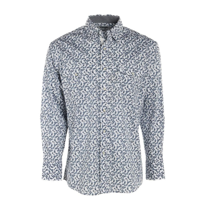 Mens George Strait Blue Floral Long Sleeve Snap Shirt