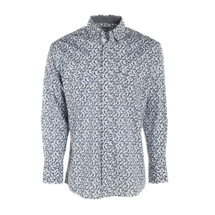 Mens George Strait Blue Floral Long Sleeve Snap Shirt