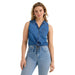 Womens Denim Tie Front Top