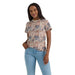 Womens Brown/Blue Printed Slim Tee