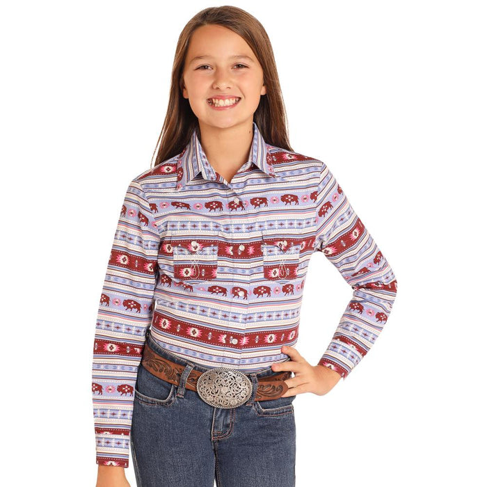 Girls Iris Long Sleeve Print Snap Shirt