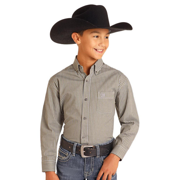 Boys Olive Check Shirt