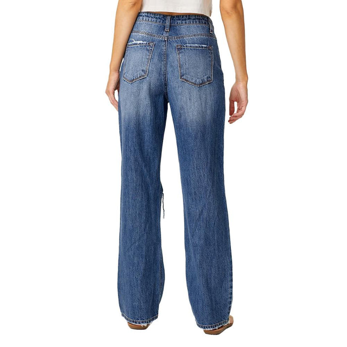 Womens Dark High Rise 90`s Comfy Jeans