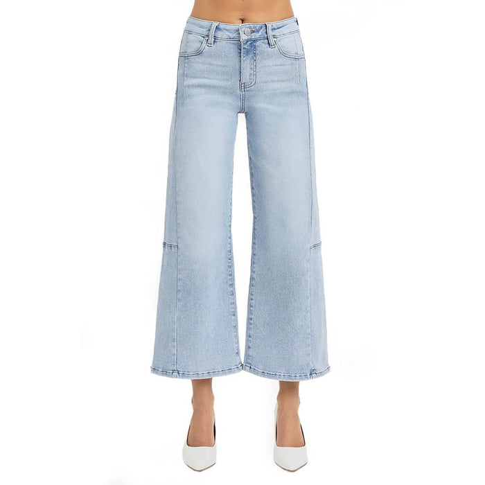 Womens Crop Wide Leg Seamed Jean
