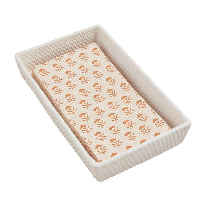 Woven Stoneware Guest Towel Caddy