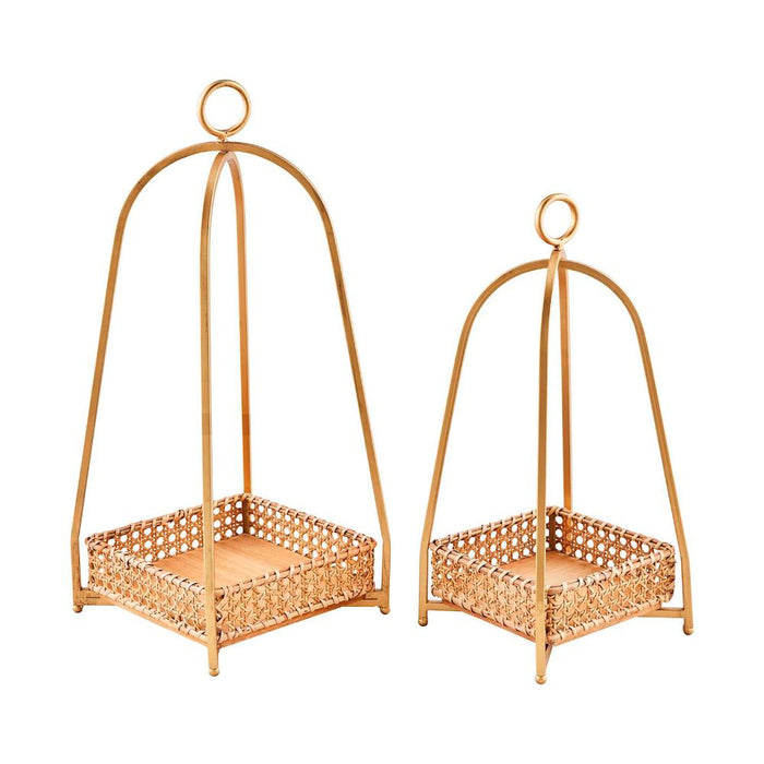 Cane Tray Lantern Set