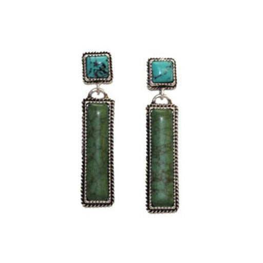 Green Bar Turquoise Post Earrings