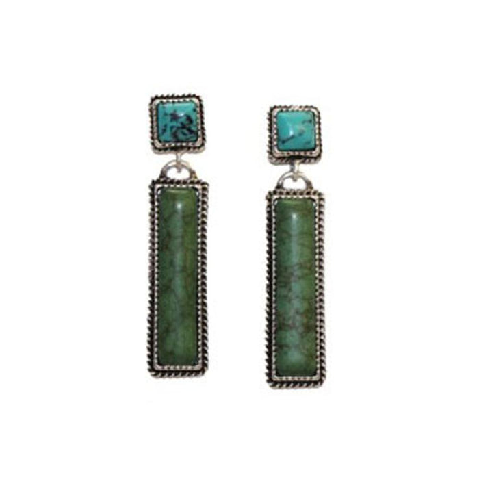 Green Bar Turquoise Post Earrings