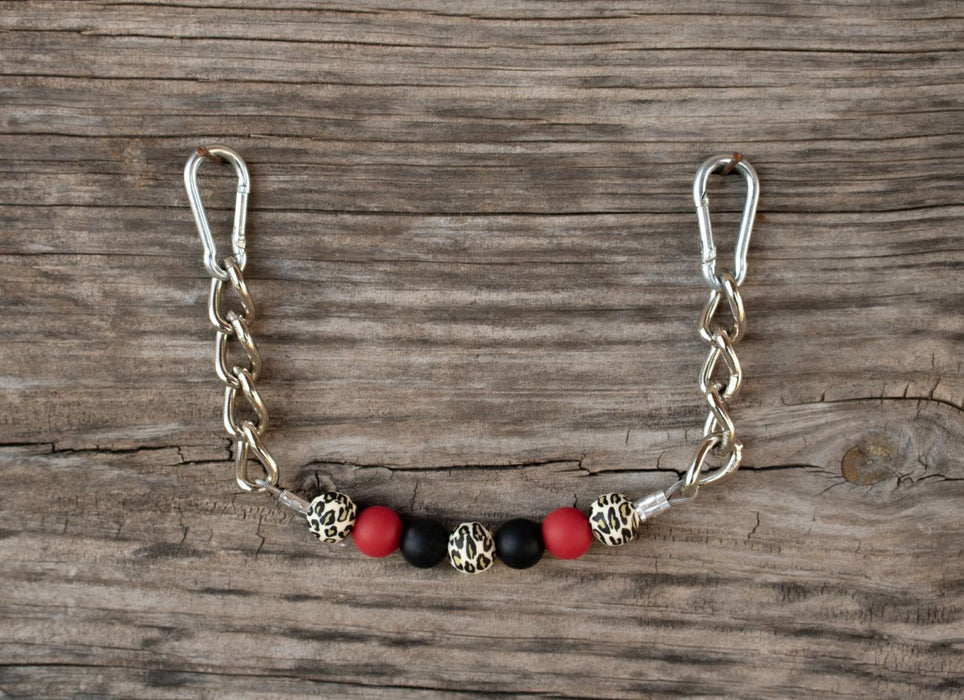 Red Black Leopard Silicone Beaded Gag Curb Chain