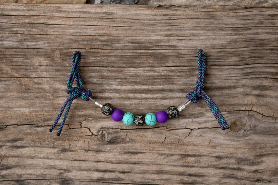 Turquoise Purple Cactus Silicone Beaded Gag Curb Strap