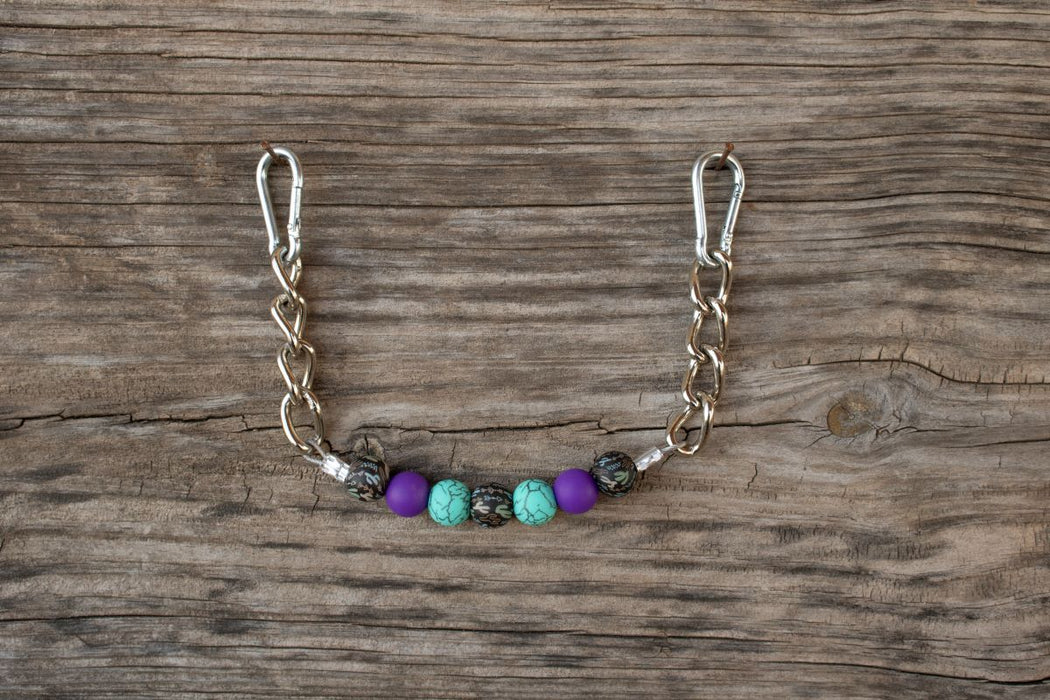 Purple Turquoise Cactus Silicone Beaded Gag Curb Chain