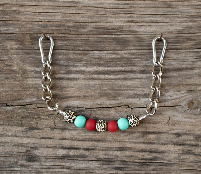 Red Turquoise Leopard Silicone Beaded Gag Curb Chain