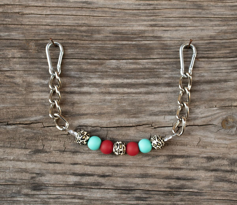 Red Turquoise Leopard Silicone Beaded Gag Curb Chain