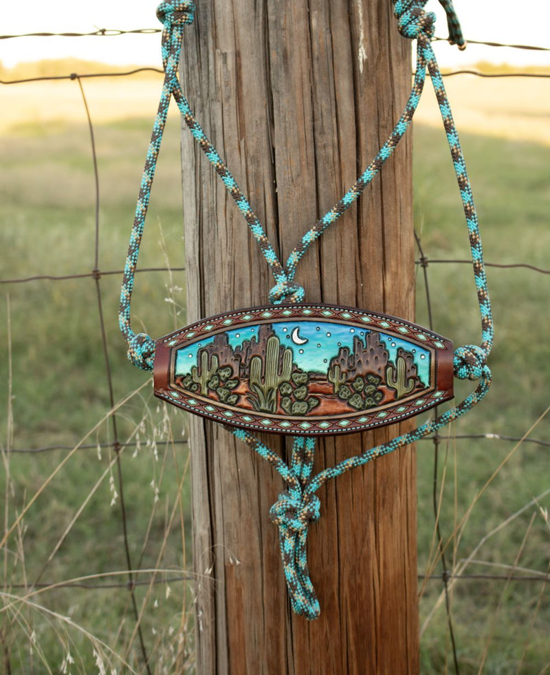Turquoise Western Desert Bronc Noseband Rope Halter