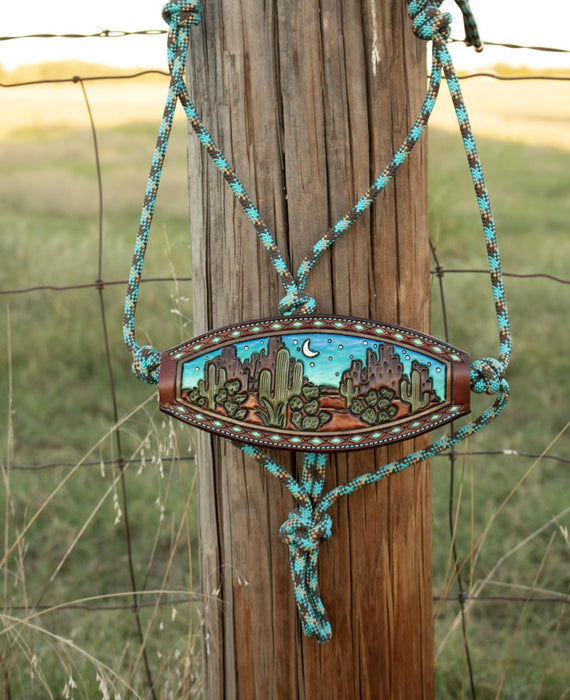 Turquoise Western Desert Bronc Noseband Rope Halter