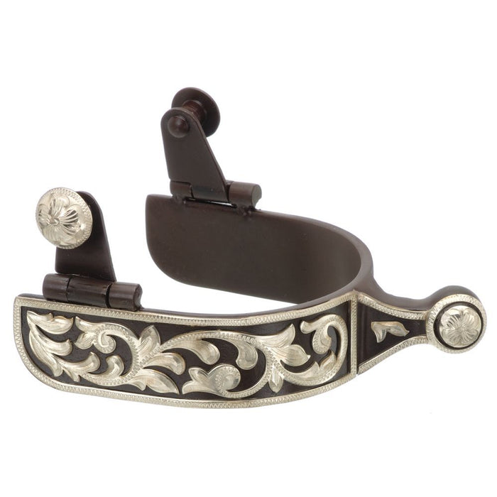 1 Brown Steel Silver Engraved Ball End 1inch Spurs