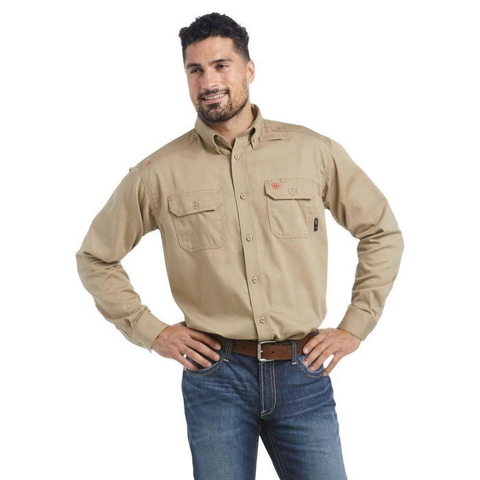 Men's Flame Resistant FR Khaki Work Shirt