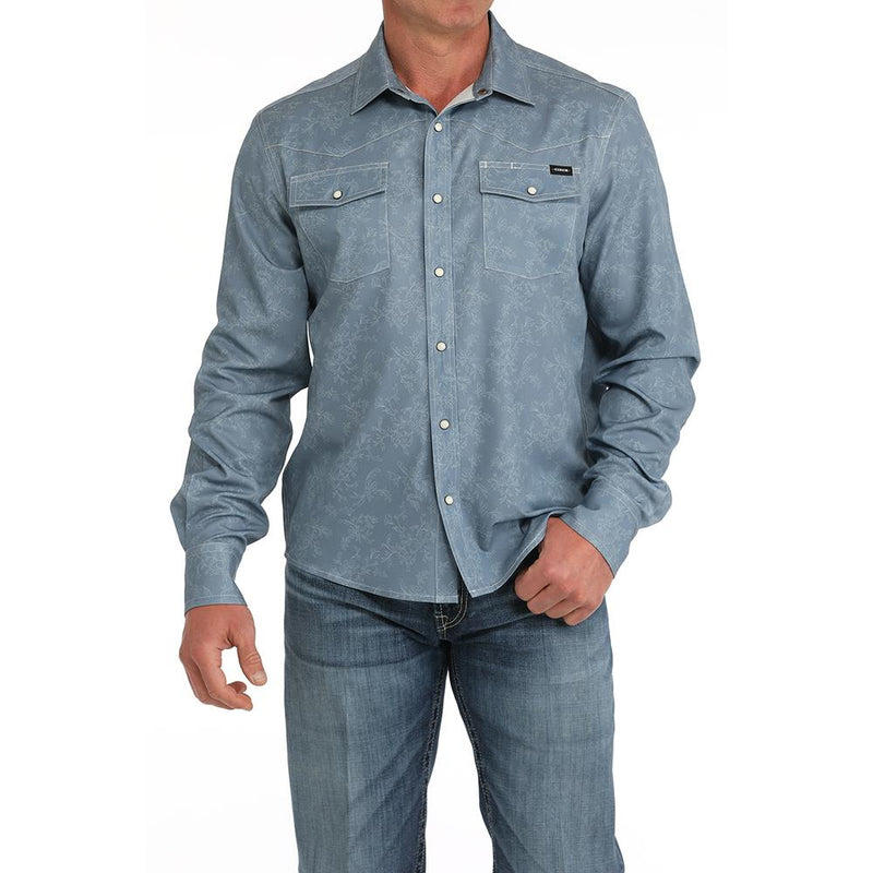 Men`s Arena Flex Blue Button Shirt