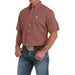 Mens Red Print Classic Short Sleeve Button Down Shirt
