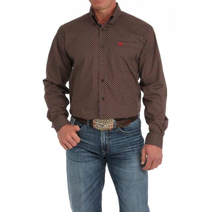Men`s Brown Print Classic Shirt