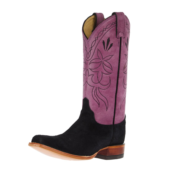 Justin Boot Company Women`s Exclusive Black Suede Vamp 13In Plum