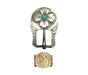 Turquoise 4 Petal Silver Flower 3/4" Buckle And Keeper