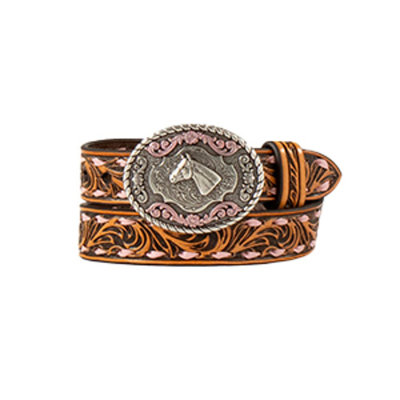 M+F Western Nocona Girls Horse Head Buckle Western Belt